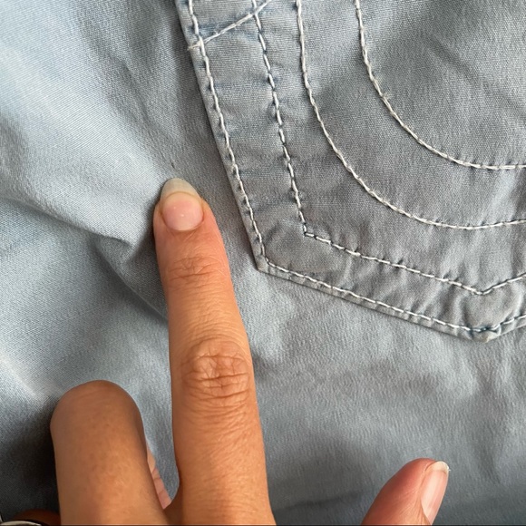 True Religion Jayde light blue cotton turn up shorts (size 27 fits like 28) - Picture 14 of 14